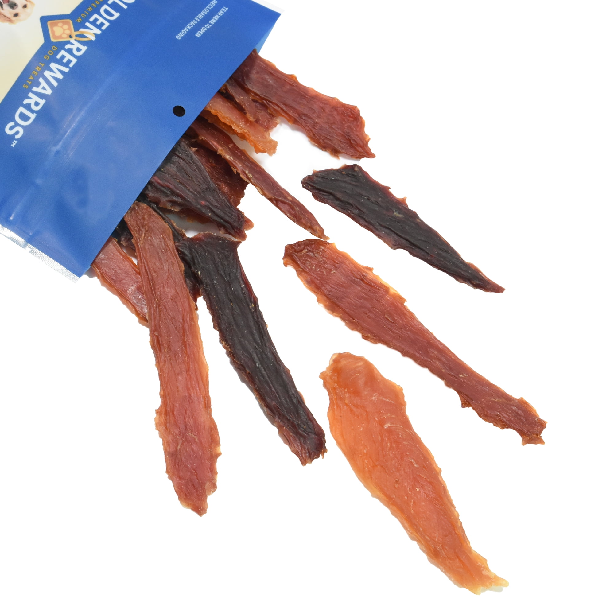 Golden Rewards Chicken, Duck and Beef Premium Variety Dry Jerky Treats for Dogs, 12 oz Bag