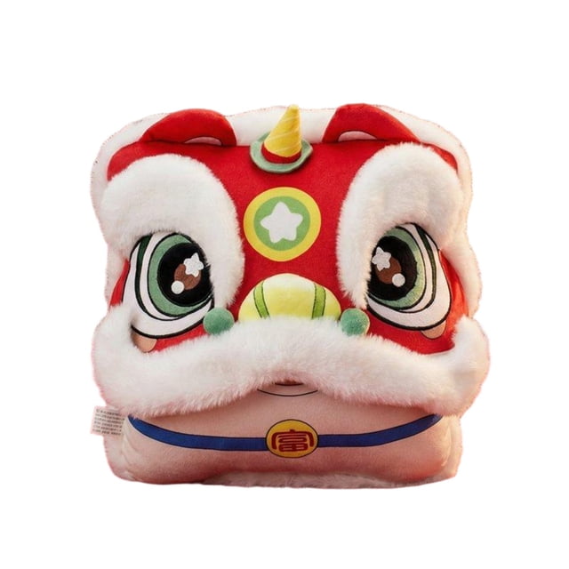 HWRETIE Lion Dance Plush Throw Blanket Soft Festive Home Decoration