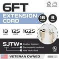 thumbnail image 2 of Iron Forge Cable Weatherproof 6 Ft Outdoor Extension Cord - 16/3 SJTW Heavy Duty Light Brown Extension Cord 3 Prong - 13 Amp Exterior Power Cable, 2 of 8