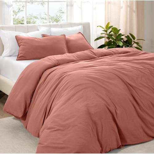 Microfiber Duvet Cover Set - Ultra Soft Washed Microfiber - King/California King - Linen-Like Look - Easy Care - Breathable Fabric - Our Softest Duvet Cover Set (King/Cal King, Dusty Rose)
