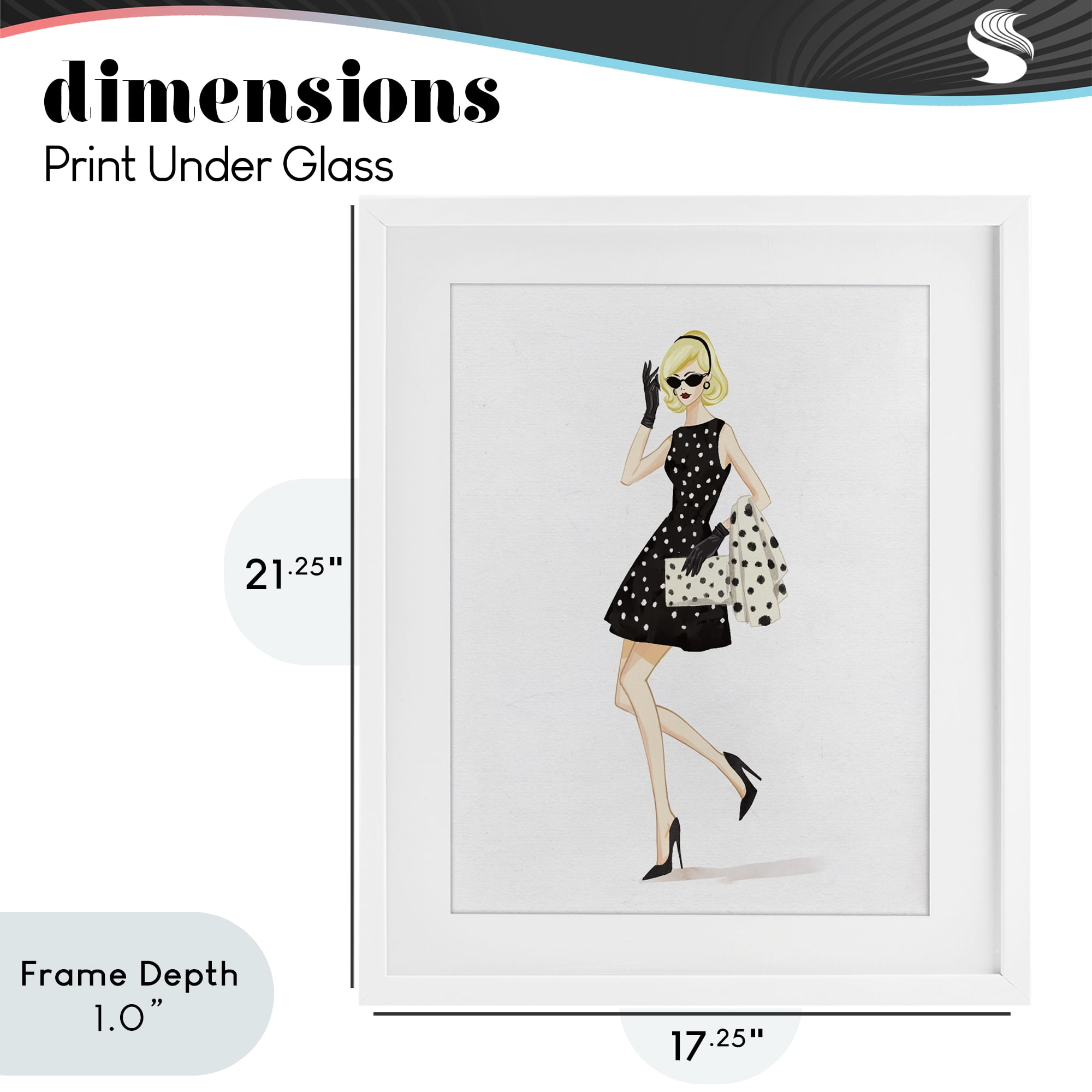 Stupell Industries Retro Trend Polka Dots White Framed Print Under Glass, design by Ziwei Li