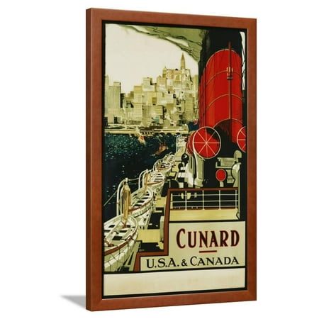 Cunard Usa and Canada  Poster Framed Print Wall Art  