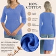 thumbnail image 4 of QUALFORT Women's 100% Cotton V-Neck Cable Knit Sweater, Lightweight Long Sleeve Pullover Sweater for Women, Blue L, 4 of 9