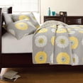 thumbnail image 2 of Yellow White Gray Daisy Sunflower Floral Reversible Quilt Bedding Set, Bedspread, Coverlet Lightweight for All Seasons (Sunflower, Queen - 3 Piece), 2 of 6