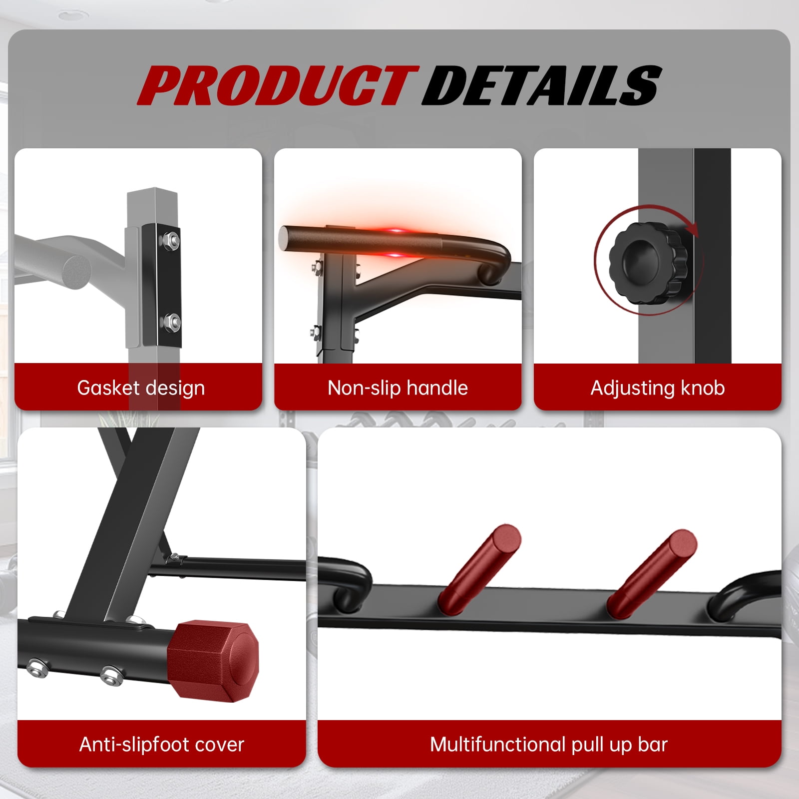 Primy 350lbs Foldable Pull Up Station, Pull Up Bar for Home Gym Workout, Free-Standing Dip Station Power Tower Strength Training Fitness Equipment