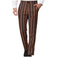 thumbnail image 1 of Pantalones de traje casuales con bolsillos y estampado de rayas rectas para hombre, 1 of 8