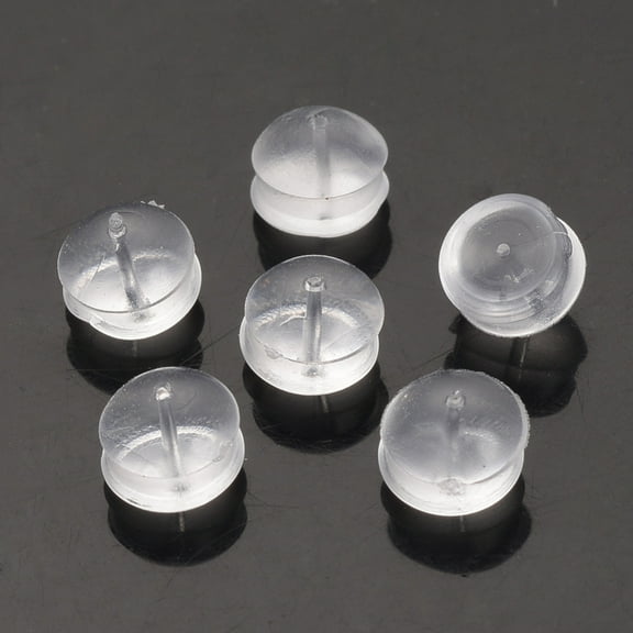 100 pc Rubber Ear Nuts Earring Backs Clear 5x5x4mm Hole: 0.5mm