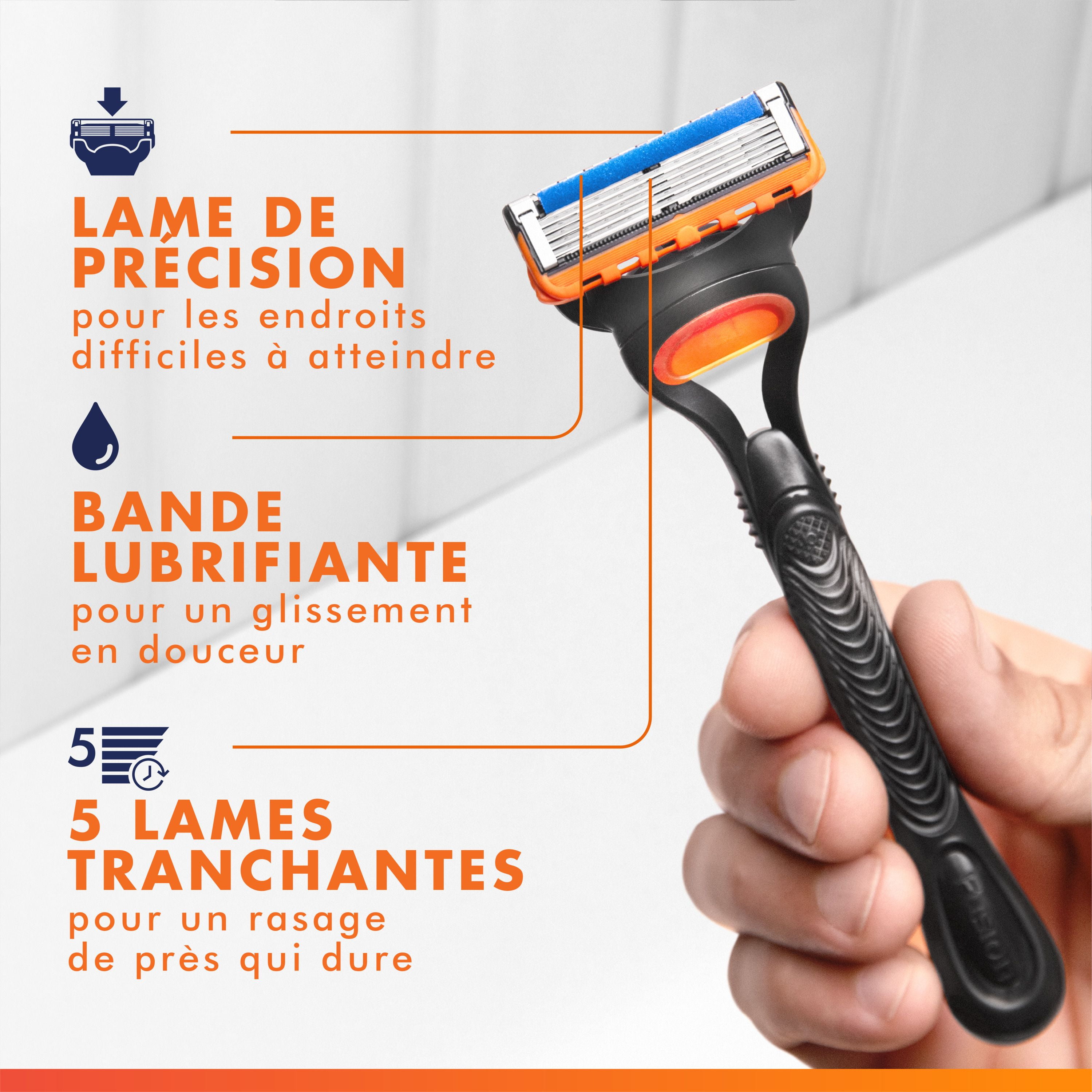 Cartouches de rechange Gillette Fusion5 pour hommes de rasoir, bande lubrifiante, lame de précision pour hommes, cartouches à 5 lames de rasoir pour un rasage de près 12CT