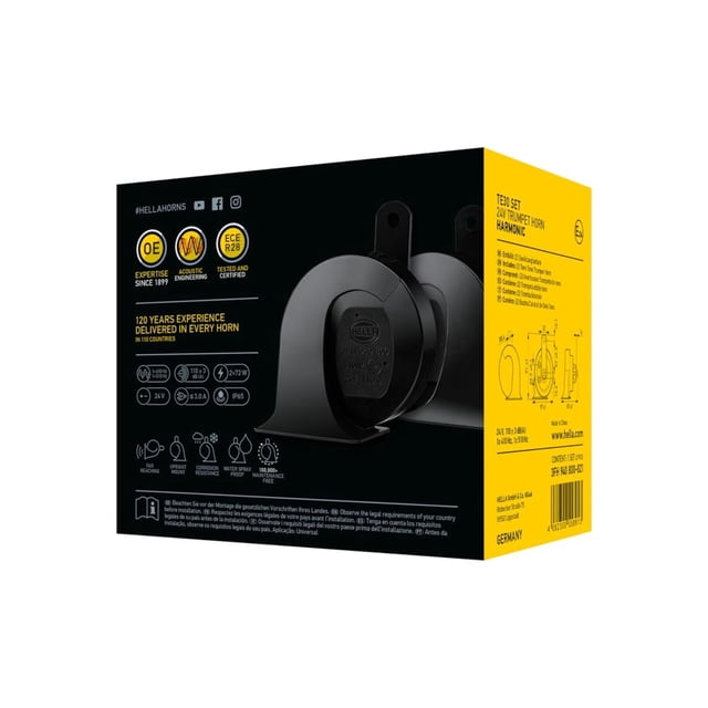 Kit de bocina Hella 940800821 negra 24 V trompeta universal