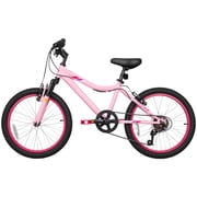 Hykolity 20 inch Kids Mountain Bike, 6 Speed Kid Bicycle Age 6-11 Year Old with Front Suspension Fork, Adjustable Seat Height, Pink
