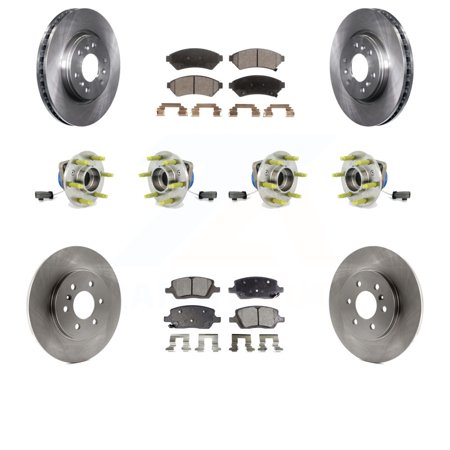 Transit Auto Front Rear Hub Bearing Assembly Disc Brake Rotor and Semi-Metallic Pad Kit (10Pc) for Car 2006 Pontiac Montana Chevrolet Uplander Buick Terraza Saturn Relay AWD Left Right Side KBB-109082