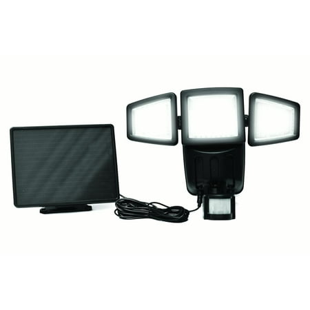 182 LED Triple-head Solar Motion Sensor Security Flood Light 1000Lumens-Black