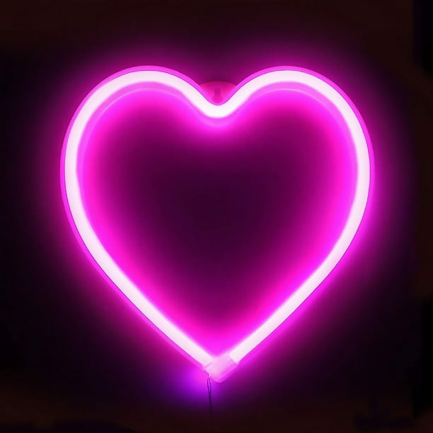 FANCY Heart Neon LED Pink Sign Wall Light Heart Neon Lights Heart Lamp Light Up For The Home Room Bar Party Wedding - Walmart.com