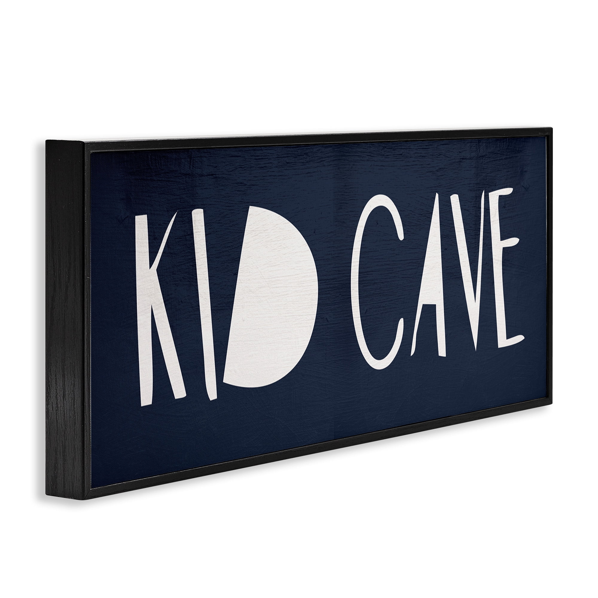 Stupell Industries Minimal Kid Cave Sign Typography Painting Black Framed Art Print Wall Art, 30 x 13