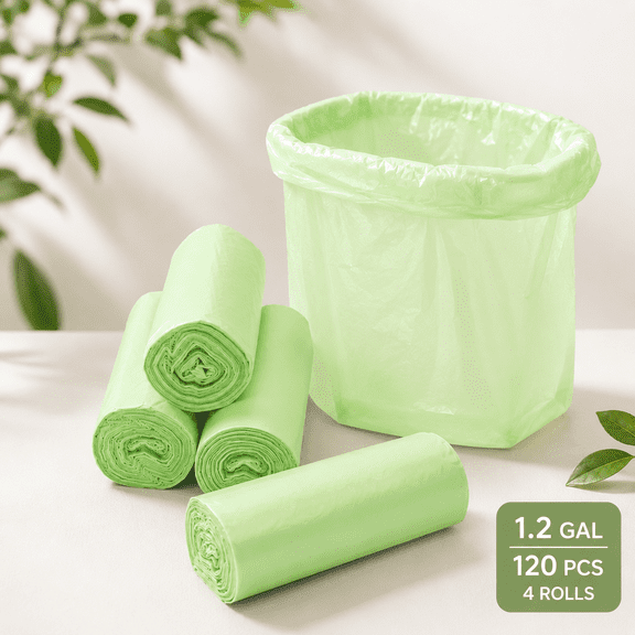 Kabuer Biodegradable Trash Bags Garbage Bags 1.2 Gal Size Kitchen Garbage Bags 120 Pcs