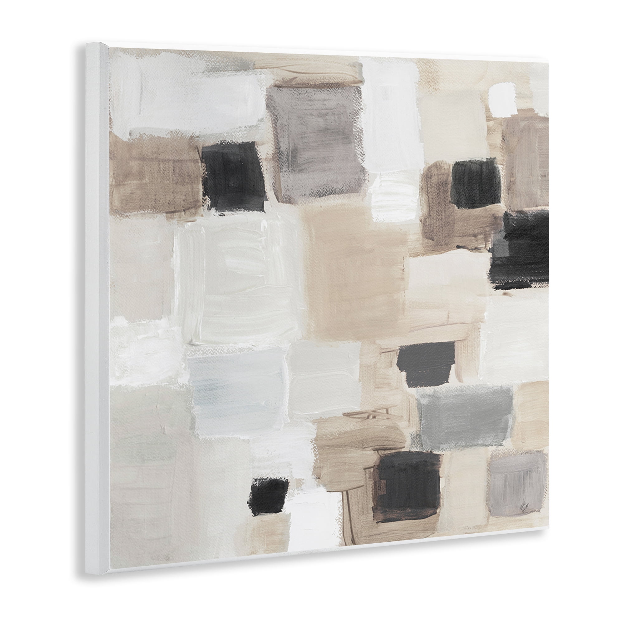 Stupell Industries Neutral Square Patchwork Abstract Painting Unframed Art Print Wall Art, 12 x 12