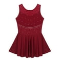 thumbnail image 4 of iixpin Kids Girls Sleeveless Ballet Dance Leotard Dress Sparkly Rhinestones Figure Ice Skating Dresses Burgundy 16, 4 of 7
