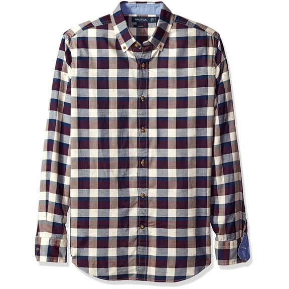 Nautica NEW Purple Blue Mens Size XL Plaid-Printed Button Down Shirt
