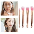 thumbnail image 5 of 6 Pcs Makeup Brush Set Contour Concealer Blush Artificial Fiber Metal Handle Rose Gold Tone Pink, 5 of 6
