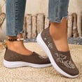 thumbnail image 5 of XUNKUSGA Walking Shoes Women Trendy Embroidered Knit Womens Shoes Casual Breathable Mesh Slip On Shoes Women Lightweight Comfortable Womens Walking Shoes,Brown,8.5, 5 of 9
