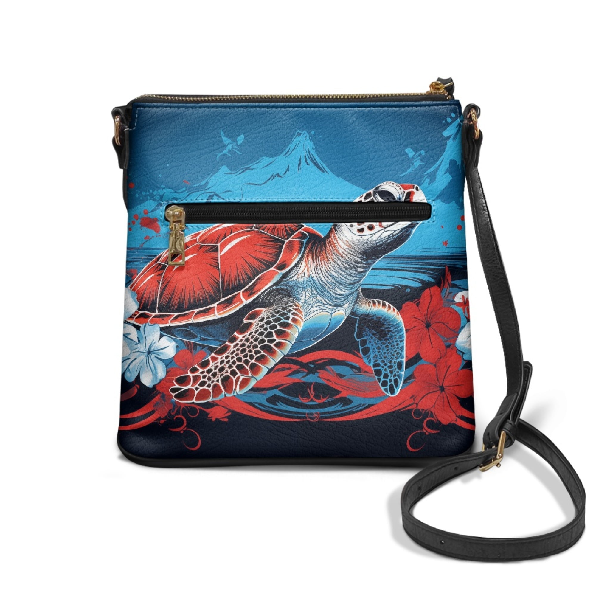 Kuiaobaty Sea Turtle Print Crossbody Bag for Women Medium Size, Lightweight Waterproof Vegan Leather Crossbody Purse with Adjustable Strap, Roomy Multi Pockets Travel Hobo Bag with Zipper