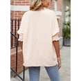 thumbnail image 3 of Cuteduck Women Tops Women's Summer Loose Large Size Round Neck Short Sleeve Solid Color Top Womens Shirt Womens Flowy Tops S-2XL, 3 of 5