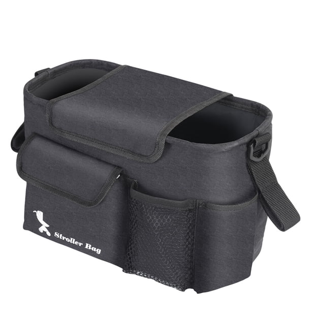 Bolsa de almacenaje Bolsa organizadora para cochecito Bolsa de almacenamiento universal para cochecito con correa para el hombro desmontable Portavasos Accesorio para cochecito para biberón de pañales Tomshoo Bolsa de almacenaje