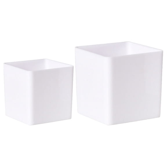 FONDOTIN Set of 2 White Plastic Flower Pots for Indoor and Outdoor Plants, PP Material