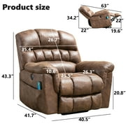 BonzyHome Large Power Lift Chair Recliner for Elderly, Heavy Duty Electric Lift Recliner with Massage,For tall men, Brown