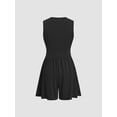 thumbnail image 3 of Womens Deep V Neck Wrinkles Jumpsuit Tie Sexy- Plunge Concert Mini Outfit Black XL, 3 of 6