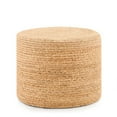 thumbnail image 7 of Tcbosik Handwoven Water Hyacinth Ottoman, Natural Accent Stool with Sturdy Wood Frame, No Assembly, 15.7"Diax 11.8"H, 7 of 7