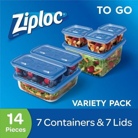 (2 pack) Ziploc Container with One Press Seal, To Go Variety Pack, 7
