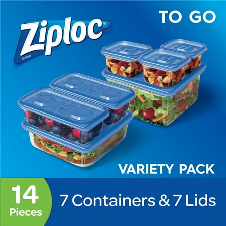 (2 pack) Ziploc Container with One Press Seal, To Go Variety Pack, 7 (Best Freezer Storage Containers)