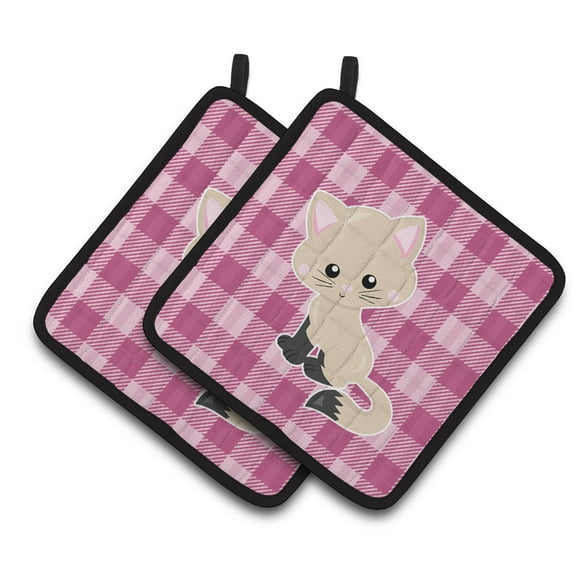 Caroline's Treasures Kitten Cat on Pink Pair of Pot Holders