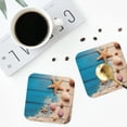 thumbnail image 4 of Yiaed Shells and Starfish Print Leather Coasters for Drinks - Cup Coasters Coffee Table Kitchen Table Bar, Home & Office Gifts Handmade Drink Coasters-Square, 4 of 6