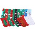 thumbnail image 2 of 12 pares de calcetines navideños, calcetines festivos de Navidad para mujer, adorables calcetines navideños de Papá Noel, muñeco de nieve, renos, calcetines elásticos para regalo de Navidad, 2 of 7