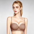 thumbnail image 5 of iHPH7 Front Closure Strapless Bras for Women Push Up Bra Non Slip Wireless Supportive Padded Bras Seamless Tube Comfortable Bra Coffee L, 5 of 9