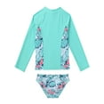 thumbnail image 6 of Aislor Kids Girls 3 Piece Swimsuit Rush Guard Crop Top Briefs Long Sleeve Coat Tankini Bikini Set Size 4-16 A Green Palm Leaf 6, 6 of 7