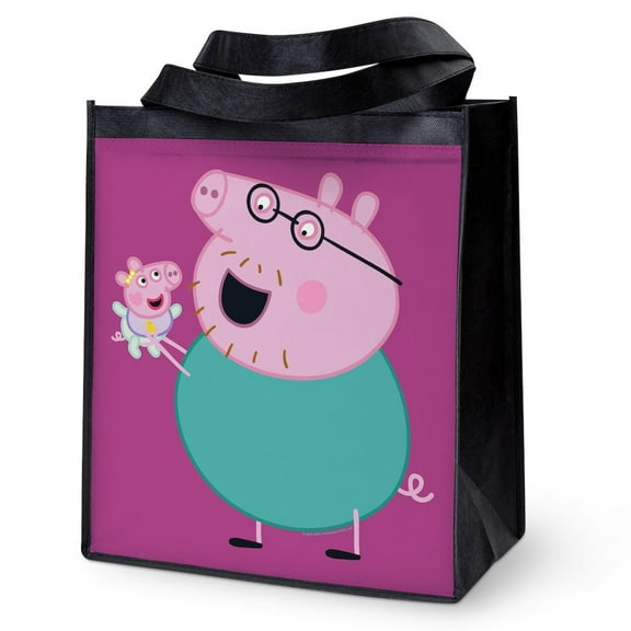 CafePress - Peppa Pig: Daddy Pig & Baby - 12"x 13", 100% Recycled, Reusable Grocery Bag