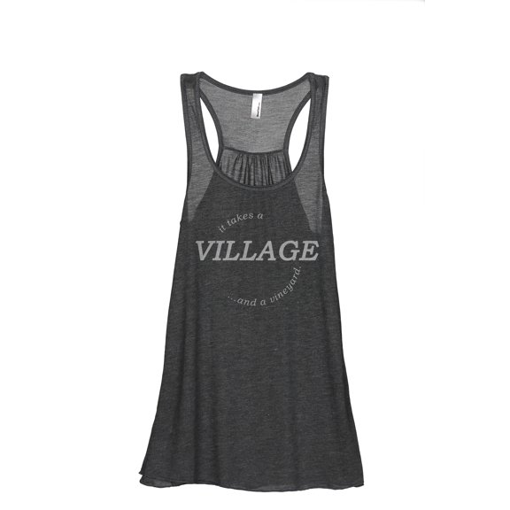 It Takes A Village And A Vineyard Women's Fashion Sleeveless Flowy Racerback Workout Yoga Tank Top Charcoal Grey Large