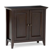 Simpli Home Amherst 32 inch Wide Solid Wood Transitional Low Storage Cabinet in Hickory Brown