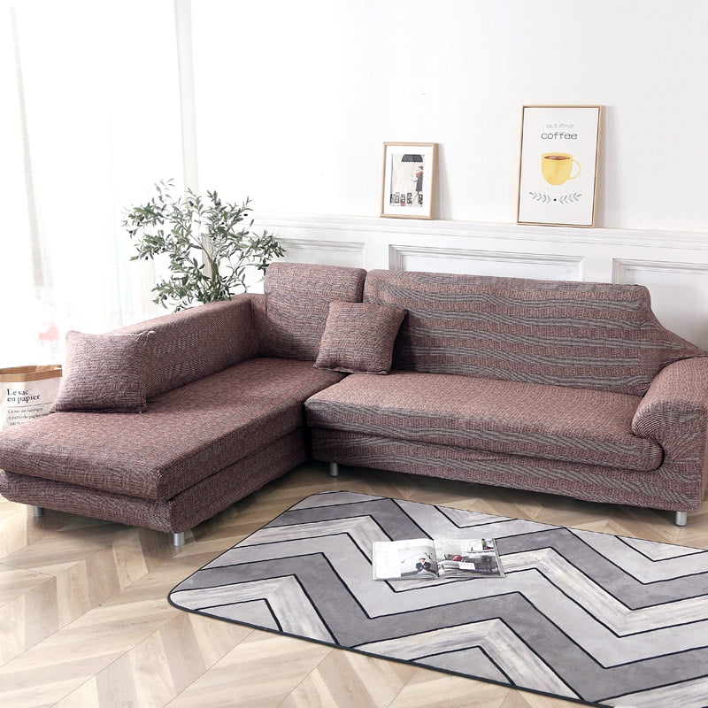 Sofa Covers for L Shape, 2pcs Polyester Fabric Stretch Slipcovers