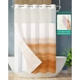 thumbnail image 3 of No Hook Shower Curtains, Orange White Ombre Stall Bathroom Curtain with Snap in Liner, Farmhouse Retro Simple Striped Art Waterproof Washable Fabric Bathroom Shower Curtain Sets, 54" x 78", 3 of 7