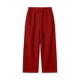 thumbnail image 3 of Kids Sweatpants Kids Elastic Waist Wide Leg Sweatpants Boys Girls Loose Casual Trousers With Side Pockets Soft Daily Jogger Pants Red 14-15 Years, 3 of 8
