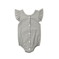 thumbnail image 2 of xiaxaixu Baby Girl Ruffled Flying Sleeve Bodysuit Solid Color Button Romper, 2 of 7