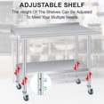 thumbnail image 4 of 60x24 Inch Stainless Steel Prep Table with Backsplash and Locking Wheels, 660 lbs Heavy Duty Commercial Work Table with Adjustable Undershelf, NSF Kitchen Island for Restaurant Home, 30 36 48 60 Inch, 4 of 8