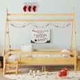 thumbnail image 2 of Miniyam Twin House Platform Bed with Stairs, Solid Wood Kids Bed with Low Profile Design, Natural, 2 of 7