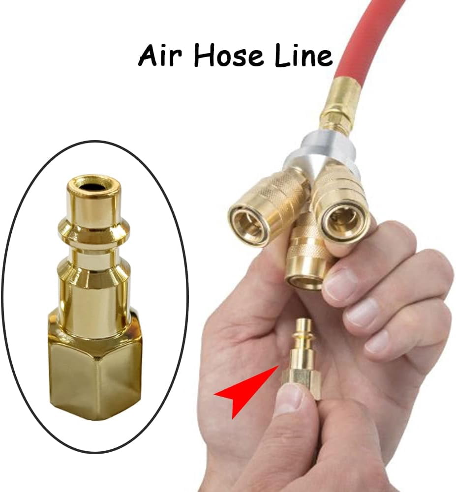 MKEUDQ-6PCS Brass 1/8 Inch NPT Female Industrial Air Hose Quick Connect Plug Air Compressor Pneumatic Coupler Fitting Adapter