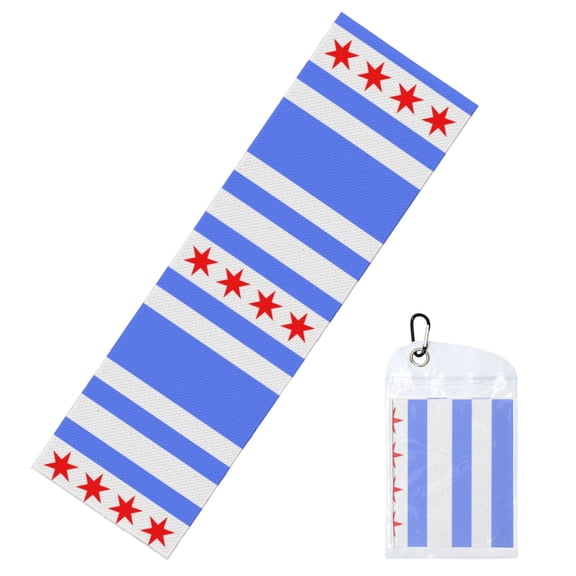 Chicago Flag Style Cooling Towel (39.4"X11.8") Chilly Sports Towel Quick-Drying Neck Cooling Wraps For Sweat