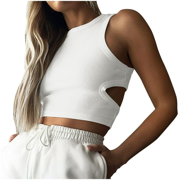 Fjofpr Tank Tops for Women Workout Women's Casual And Fashionable Solid Color Fits Well Top With Round Neck Sleeveless Garment